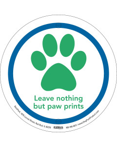 Pet Waste Station Sign - "Leave nothing but paw prints" - Green & Blue