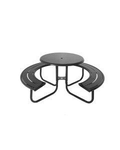 36" Hartford round table, horizontal slat seats, solid top, powdercoated