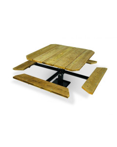 UltraSite 48" ADA 3 Seat Wooden Single Pedestal Picnic Table