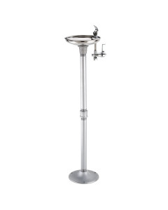 Stainless steel bowl, lever handle faucet, galvanized pipe pedestal