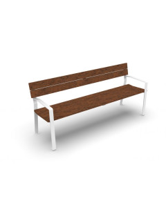 Ultrasite 8' NEW HAVEN BENCH WITH BACK, THERMALLY MODIFIED ASH PLANK, PC FRAME [P420-TMA8]