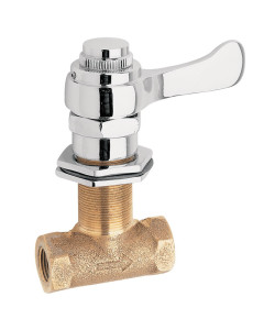 Lead-free valve, polished chrome-plated w/lever handle 3/8" x 3/8"