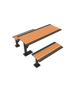 6' PHOENIX CANTILEVER BROWN RECYCLED PLASTIC  TABLE, INGROUND