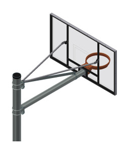 Gared Performance Sports Systems 5-9/16" Straight Post system Front Mount 5' strutted extension and brace kit. *rim and backboard not included*  [AABS60]