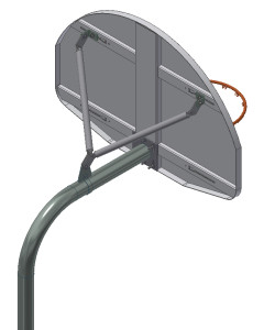 Gared Performance Sports Systems 4.5" Gooseneck Post with Front Mount Plate & Brace Kit - 5' extension. *rim and backboard not included*  [GN45-5]