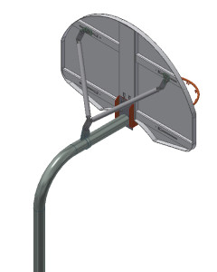 Gared Performance Sports Systems 4.5" Gooseneck Post with Rear Mount Plate & Brace Kit - 4' extension. *rim and backboard not included*  [GN45R]