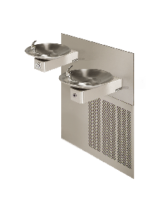 Hi-lo stainless steel with grille and back panel, touchless operation one side