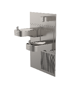 14-Gauge, hi-lo adjustable height, satin-finish stainless steel, low-profile integral bowl, and trap with grille and back panel, touchless operation